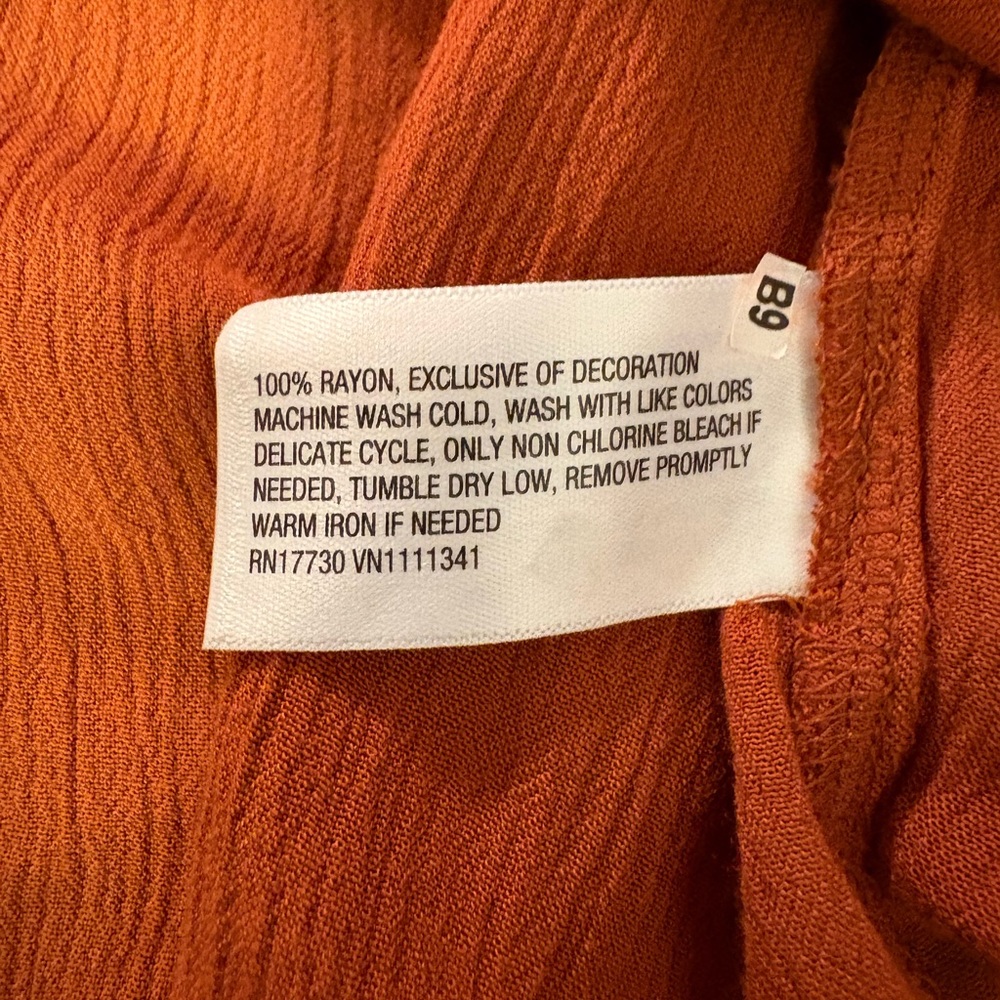 Knox Rose Rust Orange Long-Sleeve Peasant Blouse Size M NWT - Picture 12 of 12